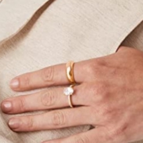 14k Gold Finish Stainless Steel Dome Ring Size 8 - Picture 3 of 5